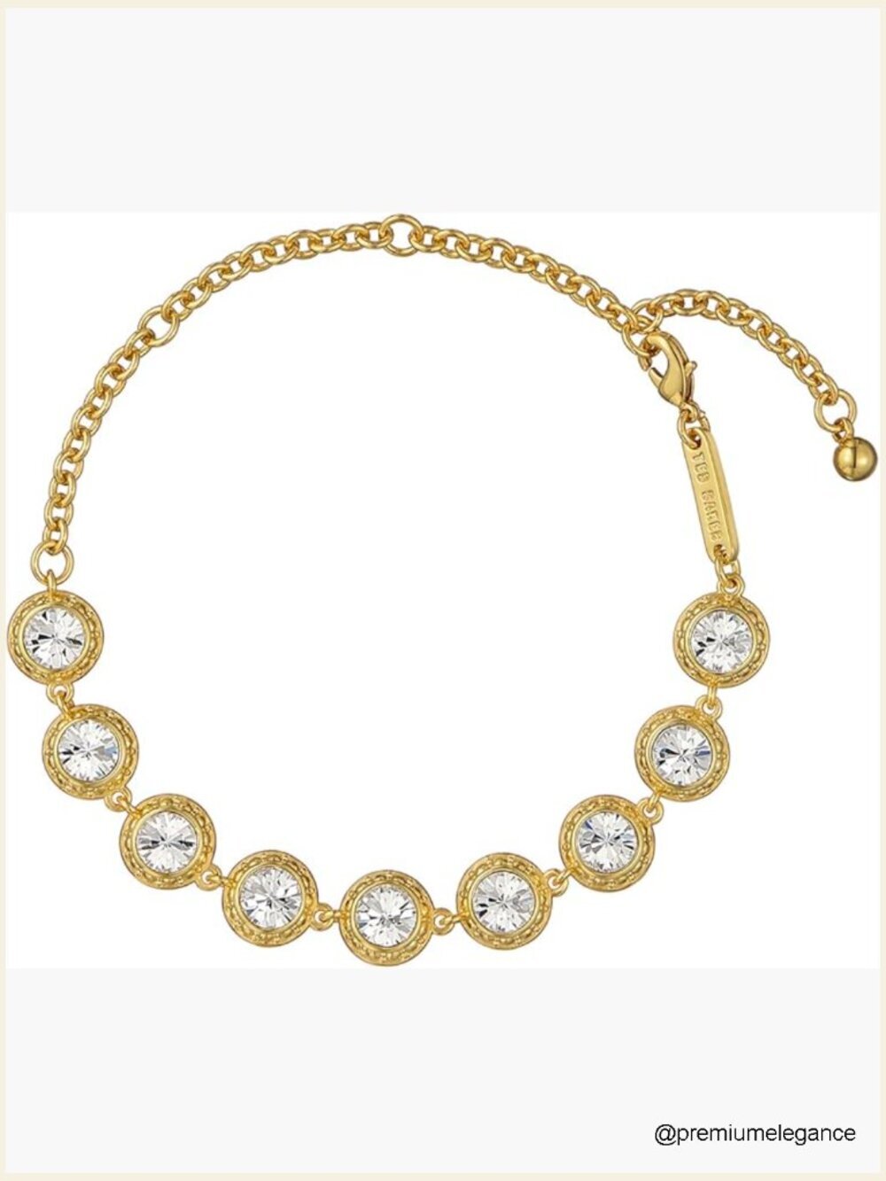 Gold-Tone Crystal Adjustable Link Bracelet Timeless Elegance
